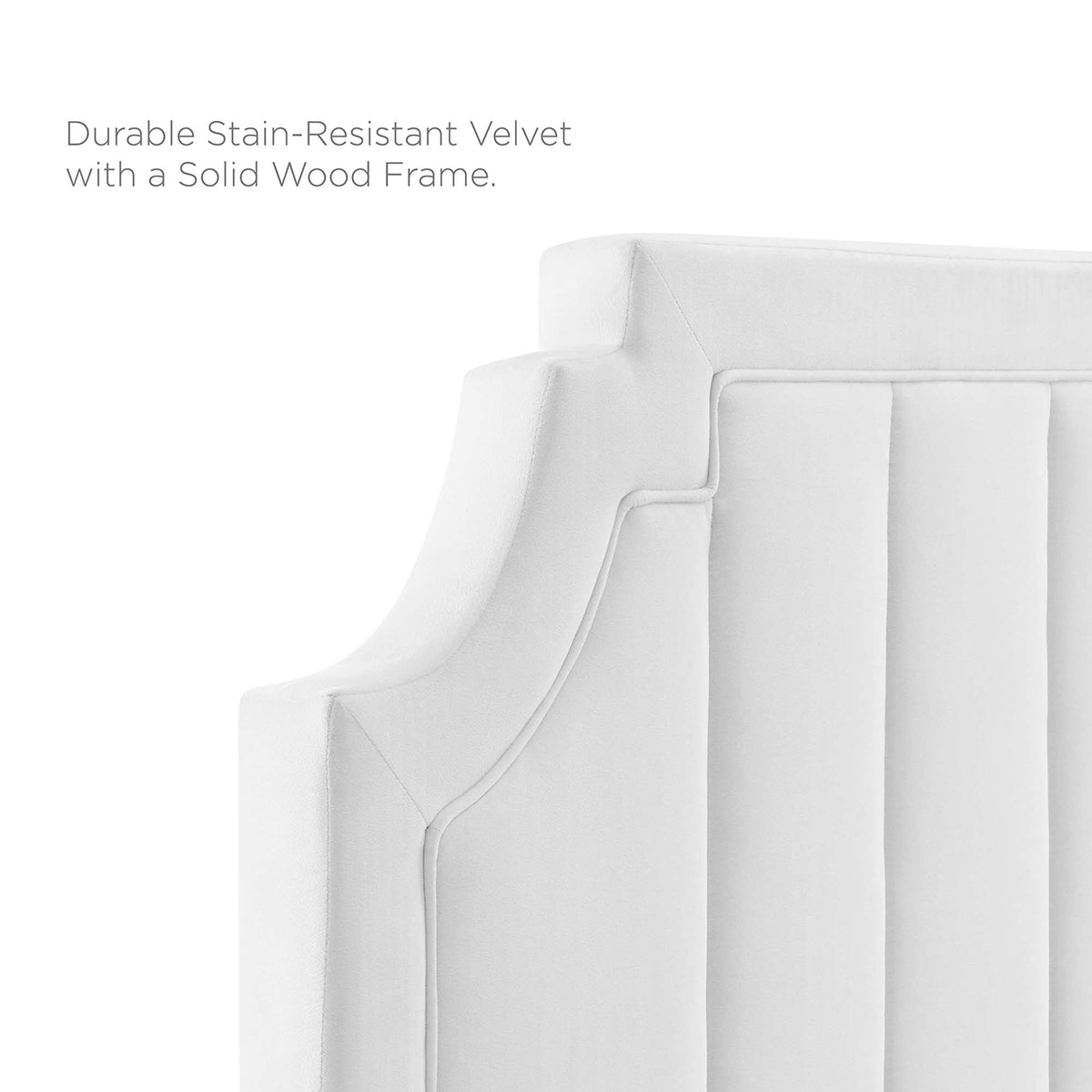 Sienna Performance Velvet King Platform Bed by Modway in white velvet with solid wood frame on Tampa Home & Garden Store