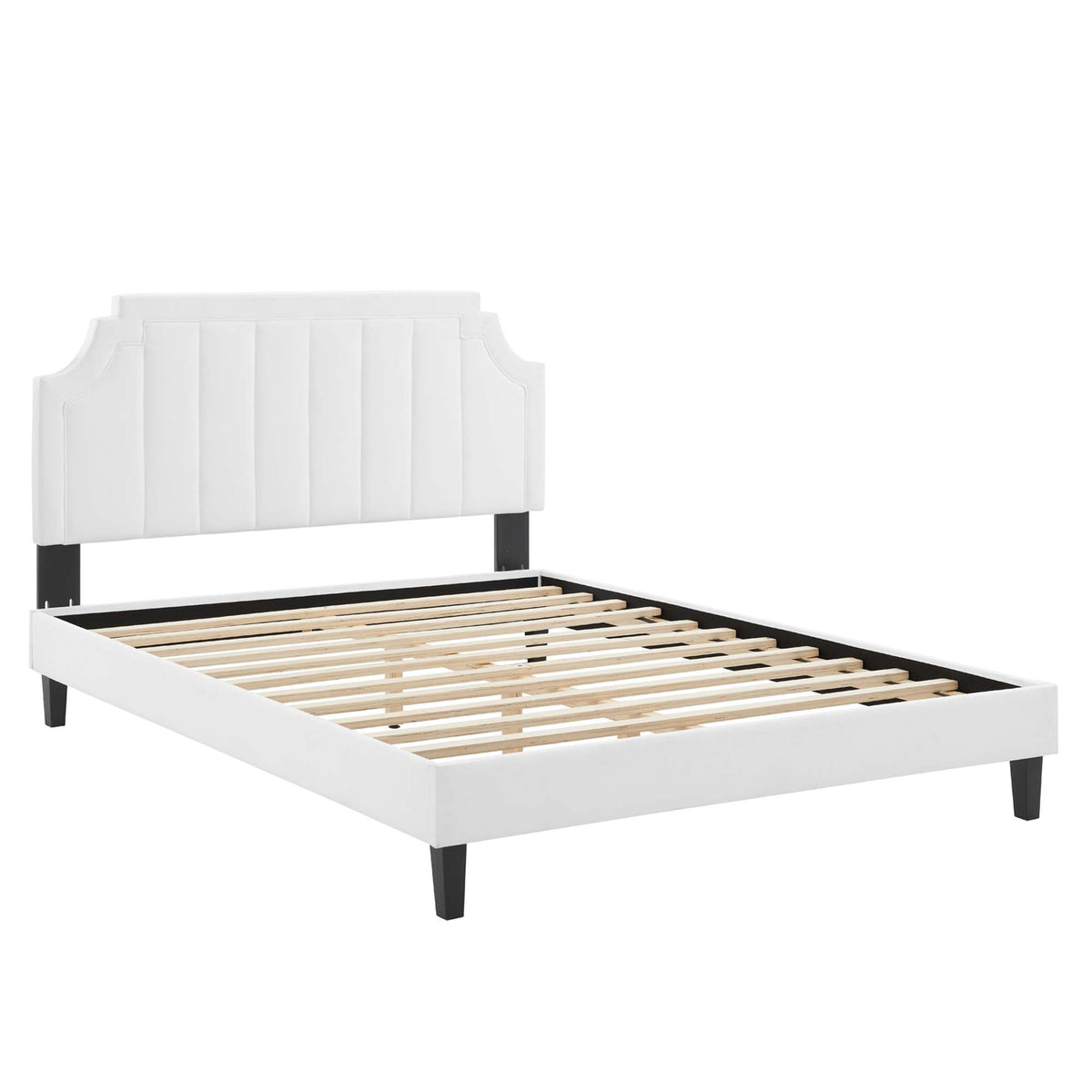 Sienna Velvet King Platform Bed by Modway headboard with tufted panels on Tampa Home & Garden Store
