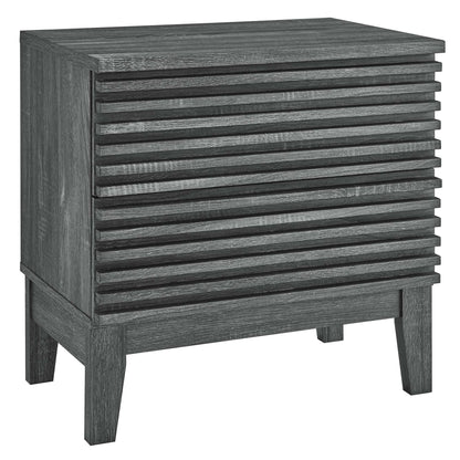 Render Two-Drawer Nightstand by Modway in dark gray wood with slatted front panels on Tampa Home & Garden Store