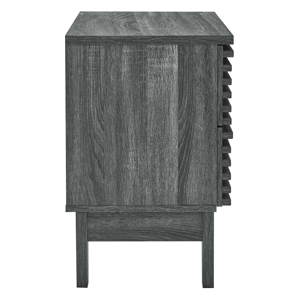 Render Two-Drawer Nightstand Modway dark charcoal wood grain with slotted side panels on Tampa Home & Garden Store