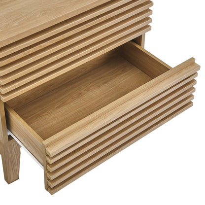 Render Two-Drawer Nightstand in natural oak with slatted drawer fronts on Tampa Home & Garden Store