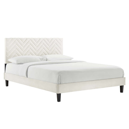 the Modway Leah Chevron Tufted Velvet Bed