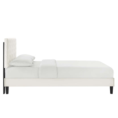 the Modway Leah Chevron Tufted Velvet Bed