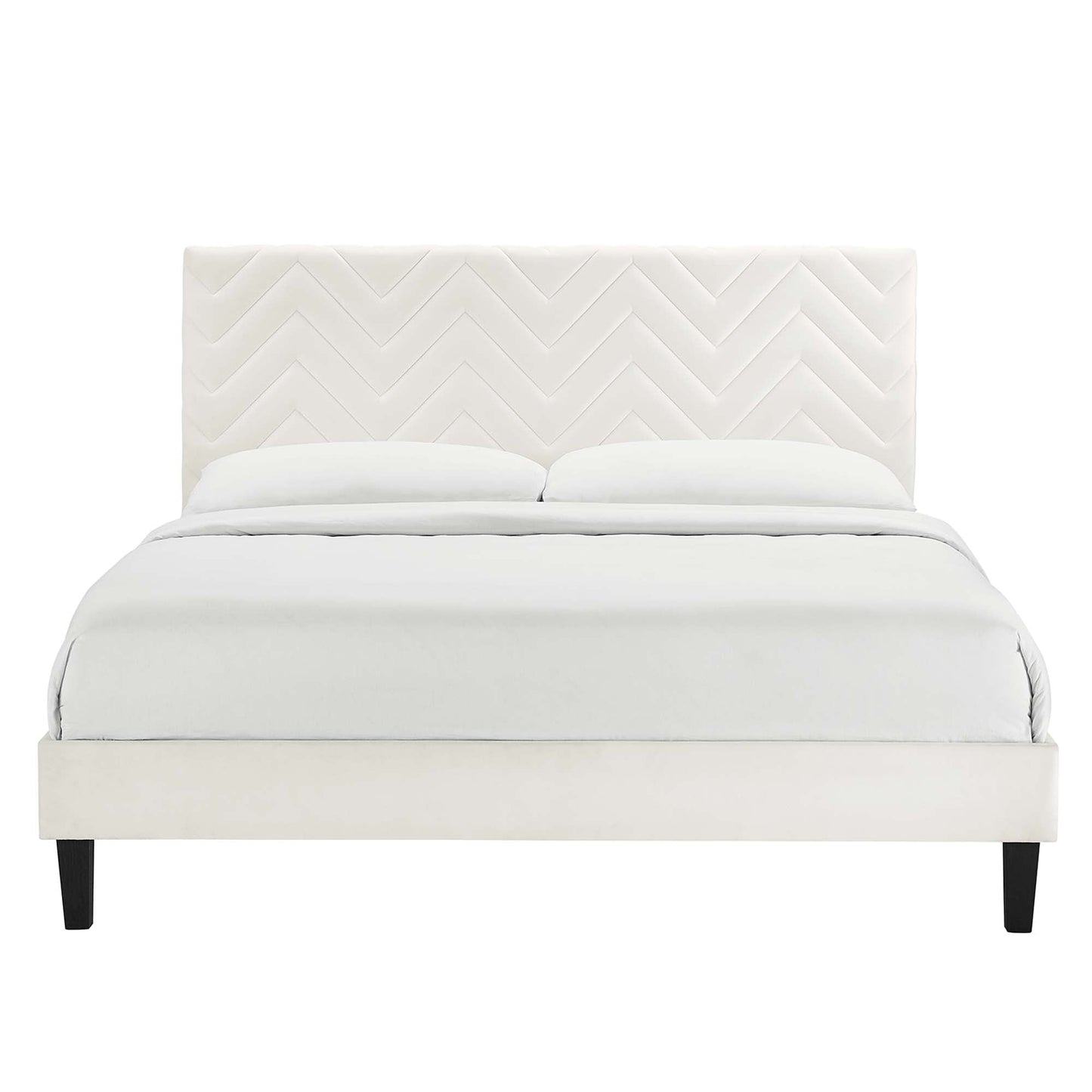 the Modway Leah Chevron Tufted Velvet Bed