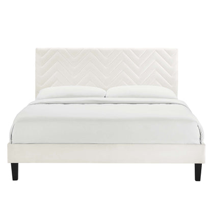 the Modway Leah Chevron Tufted Velvet Bed