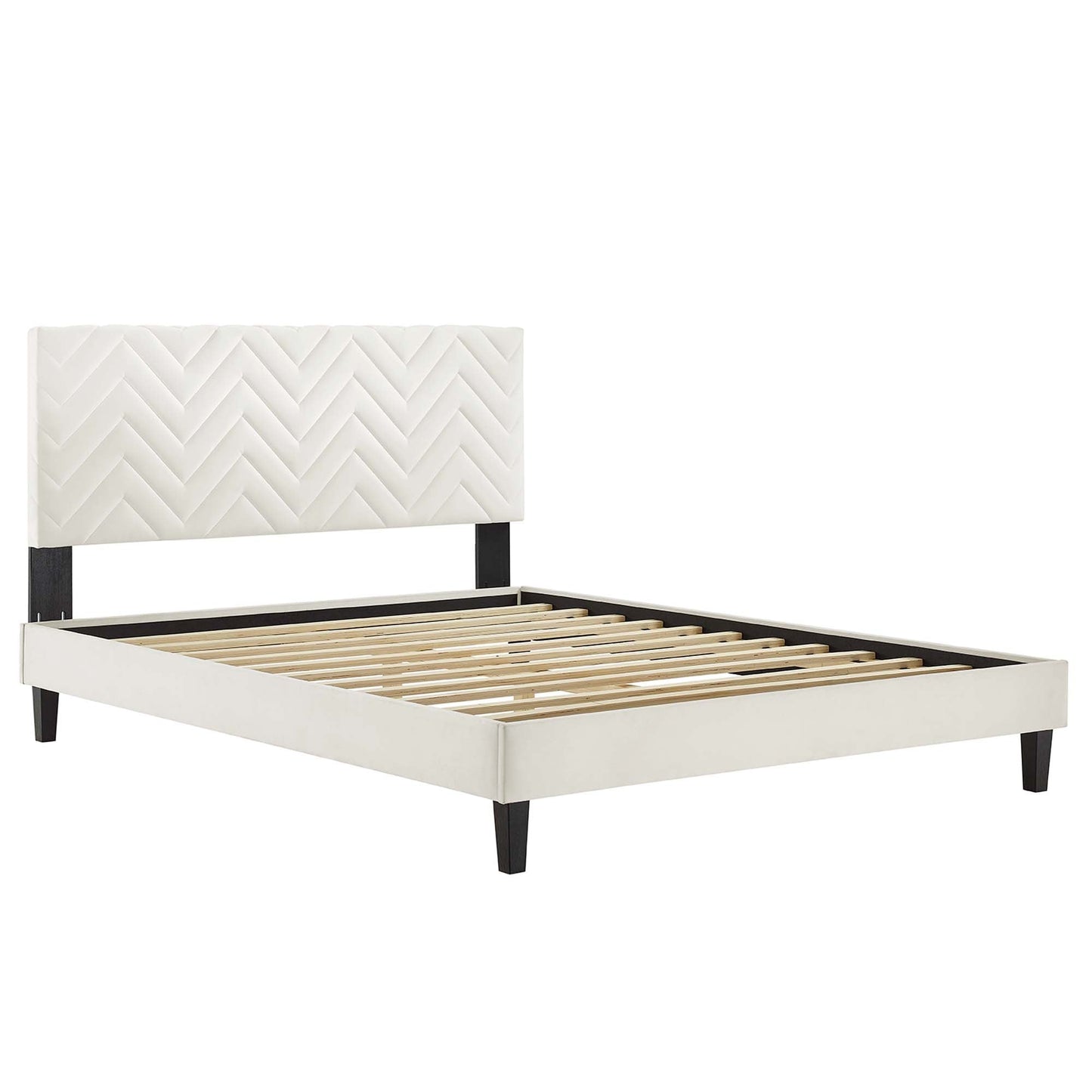 the Modway Leah Chevron Tufted Velvet Bed