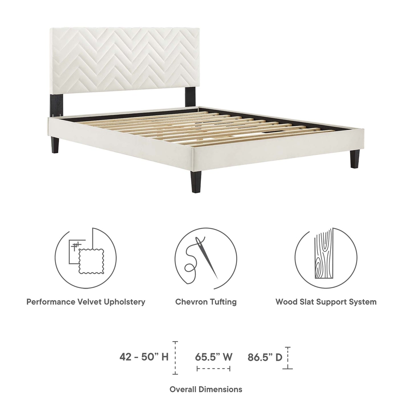 the Modway Leah Chevron Tufted Velvet Bed