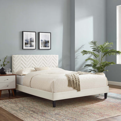 the Modway Leah Chevron Tufted Velvet Bed