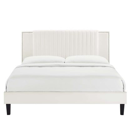 Zahra Channel Tufted Velvet Twin Bed by Modway