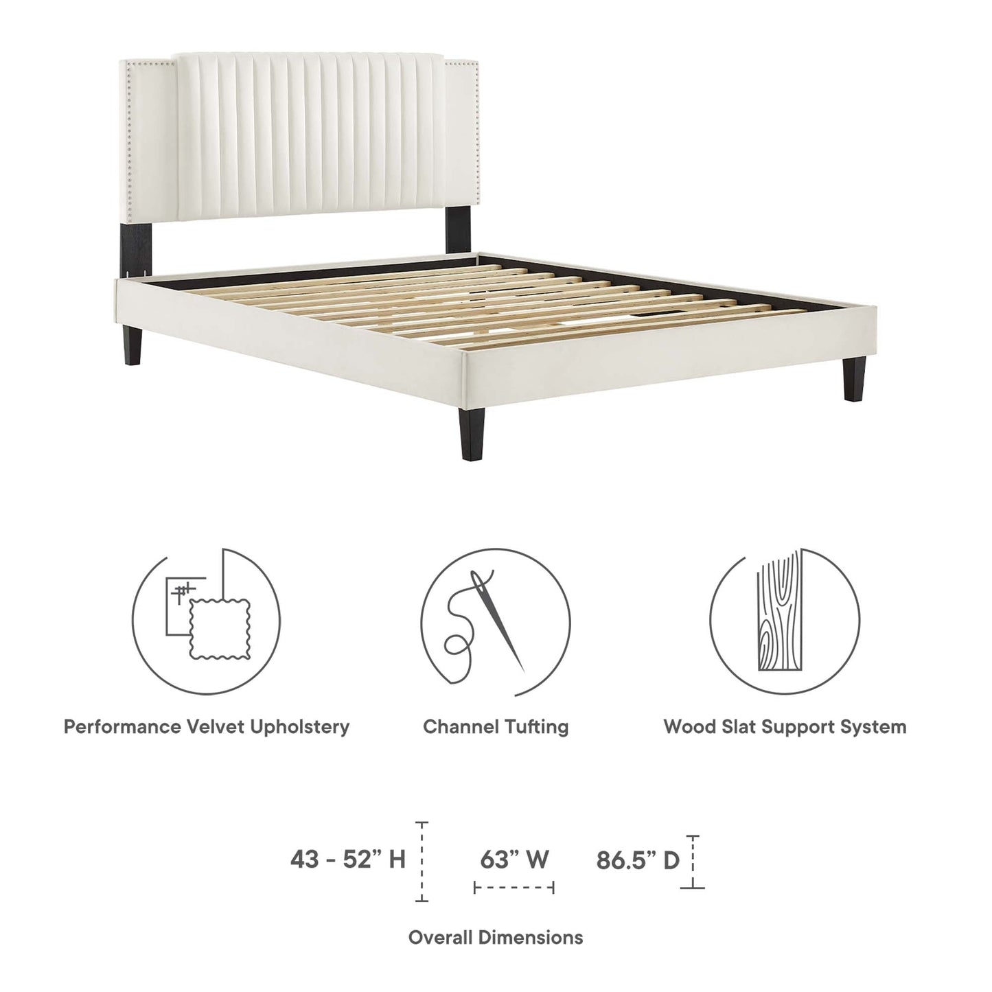 Zahra Channel Tufted Velvet Twin Bed by Modway