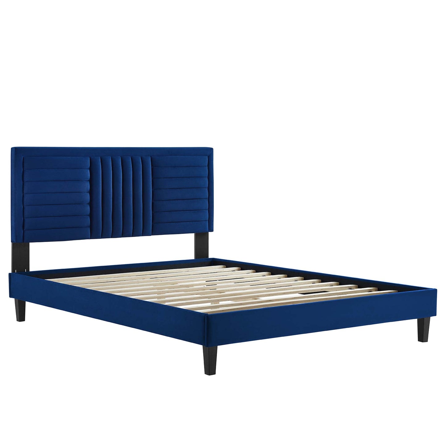 the Sofia Channel Tufted Velvet Platform Bed