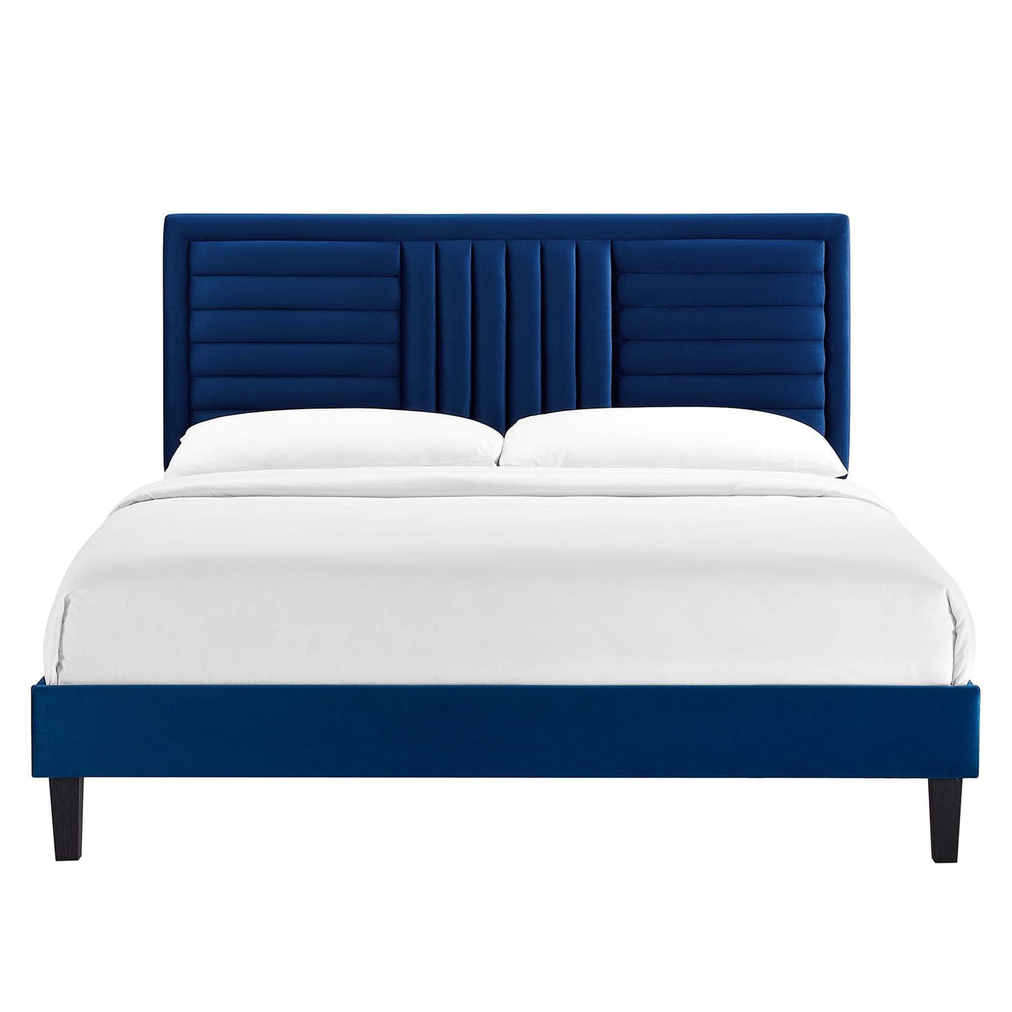 the Sofia Channel Tufted Velvet Platform Bed