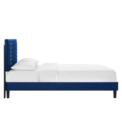the Sofia Channel Tufted Velvet Platform Bed