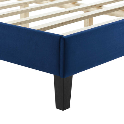the Sofia Channel Tufted Velvet Platform Bed