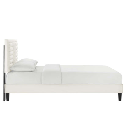 the Sofia Channel Tufted Velvet Platform Bed