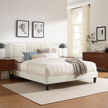 the Sofia Channel Tufted Velvet Platform Bed