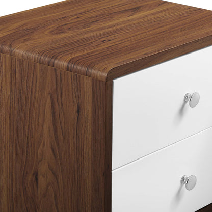 Transmit 2-Drawer Nightstand by Modway wood veneer with white drawer fronts and chrome knobs on Tampa Home & Garden Store