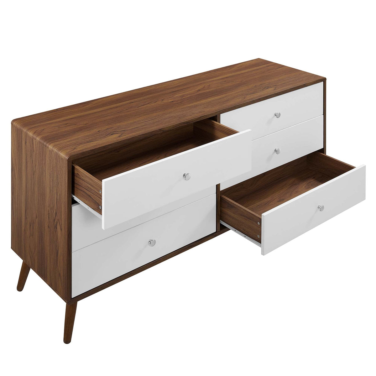 Transmit 60in 6-Drawer Dresser two-tone wood top white drawer fronts HouseOfZazla on Tampa Home & Garden Store