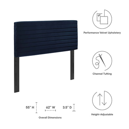 Tranquil full/queen headboard navy performance velvet with horizontal channel tufting by Modway on Tampa Home & Garden Store