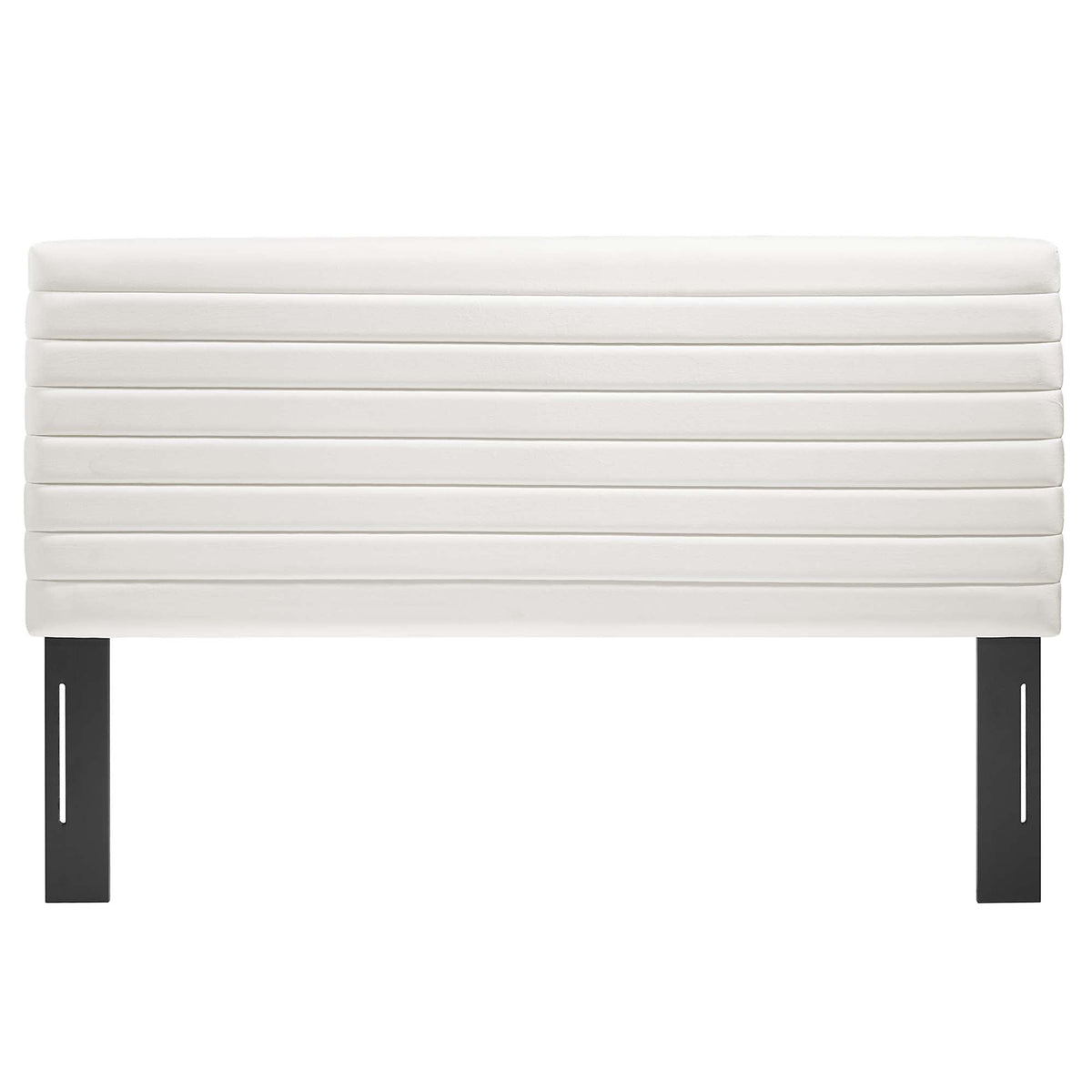 Tranquil Full/Queen headboard white upholstered padded panel with black metal legs by Modway on Tampa Home & Garden Store