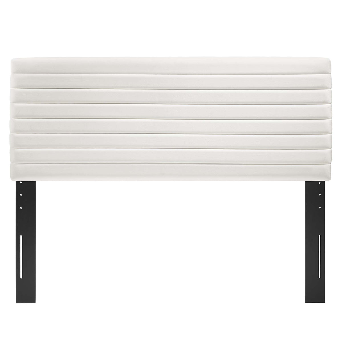Tranquil Full/Queen Headboard by Modway in white upholstered fabric with horizontal padded panels on Tampa Home & Garden Store