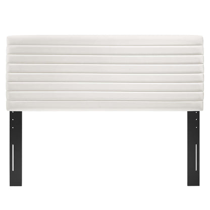 Tranquil Full/Queen Headboard by Modway in white upholstered fabric with horizontal padded panels on Tampa Home & Garden Store