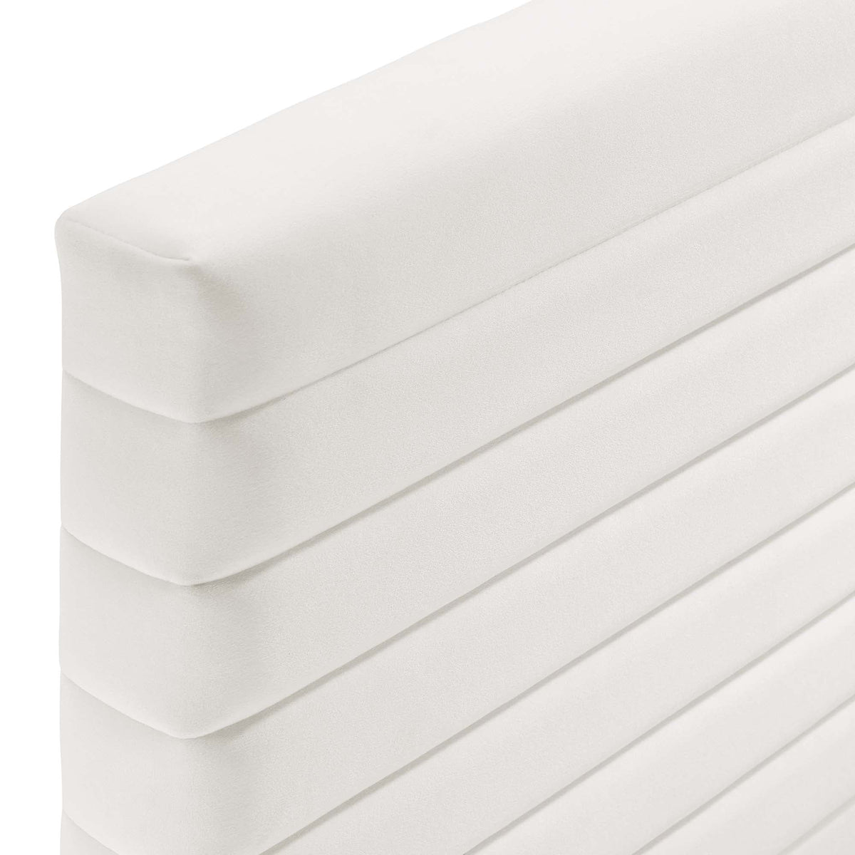 Tranquil full/queen upholstered headboard in white fabric with rounded corners HouseOfZazla on Tampa Home & Garden Store