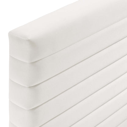 Tranquil full/queen upholstered headboard in white fabric with rounded corners HouseOfZazla on Tampa Home & Garden Store