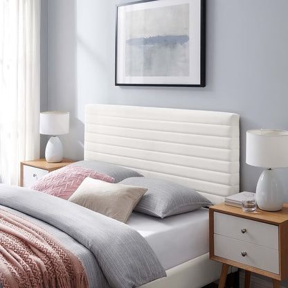 Tranquil full/queen upholstered headboard by Modway, white with two nightstands on Tampa Home & Garden Store