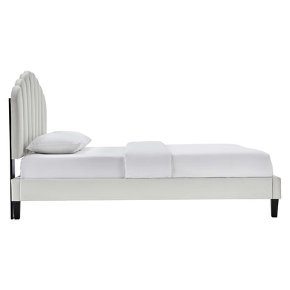 Daisy Performance Velvet Bed and Channel Tufted