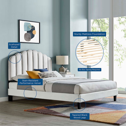 Daisy Performance Velvet Bed and Channel Tufted
