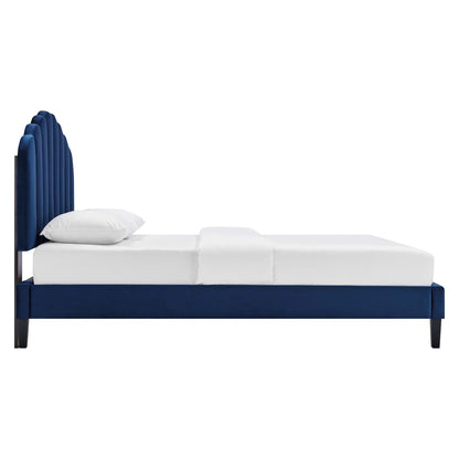 Daisy Performance Velvet Bed and Channel Tufted