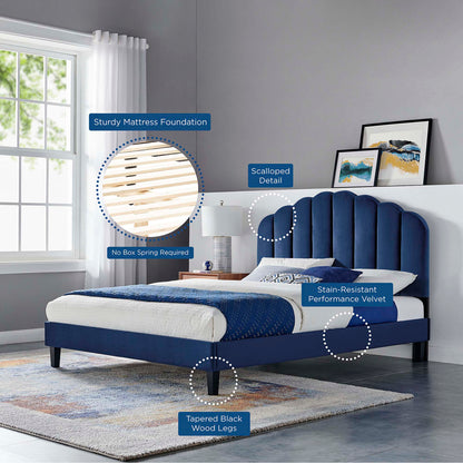 Daisy Performance Velvet Bed and Channel Tufted