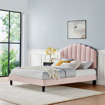 Daisy Performance Velvet Bed and Channel Tufted