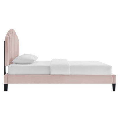Daisy Performance Velvet Bed and Channel Tufted