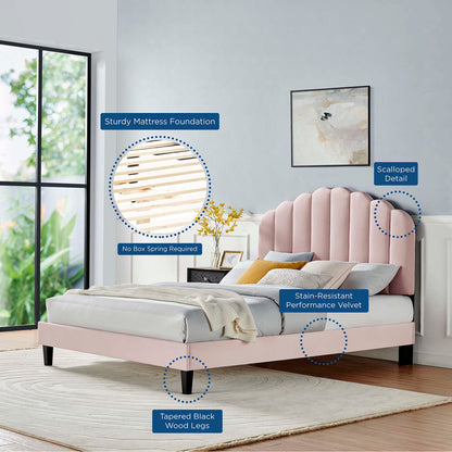 Daisy Performance Velvet Bed and Channel Tufted