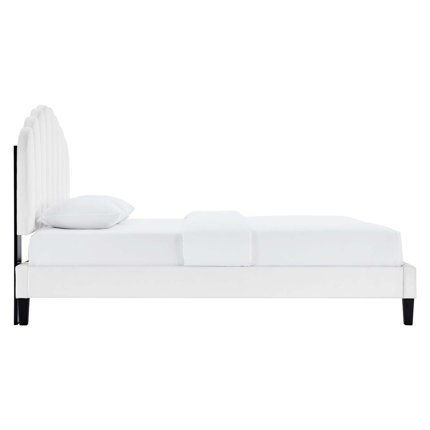 Daisy Performance Velvet Bed and Channel Tufted