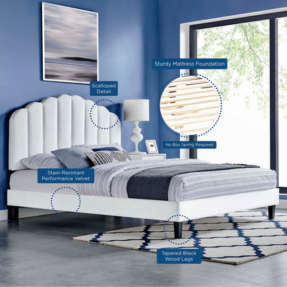 Daisy Performance Velvet Bed and Channel Tufted