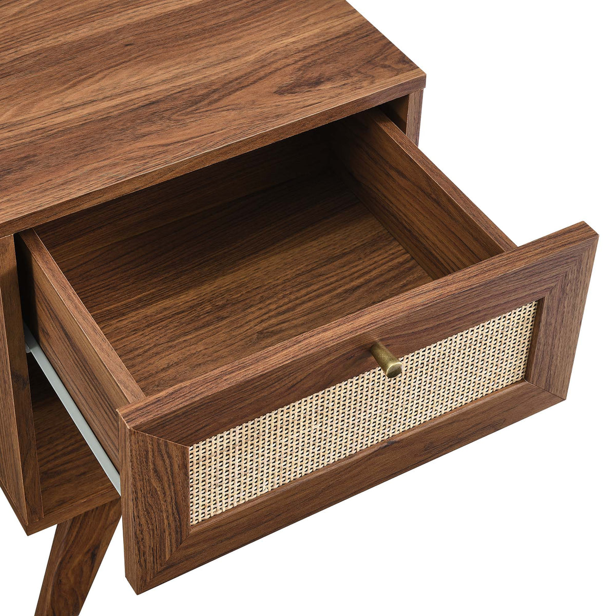 Soma 1-Drawer Nightstand by Modway in dark walnut finish with woven cane front on Tampa Home & Garden Store