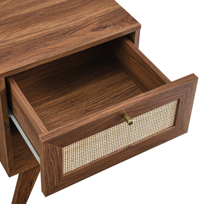 Soma 1-Drawer Nightstand by Modway in dark walnut finish with woven cane front on Tampa Home & Garden Store