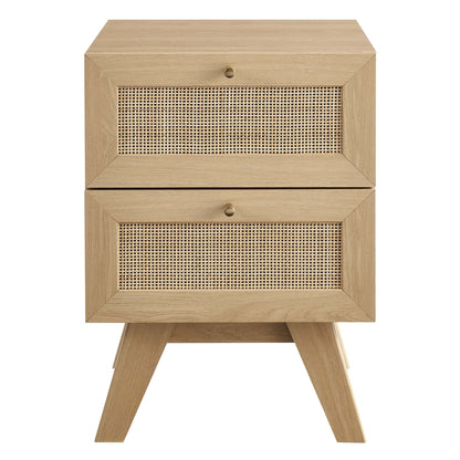 Soma 2-Drawer Nightstand natural oak with cane front by HouseOfZazla on Tampa Home & Garden Store