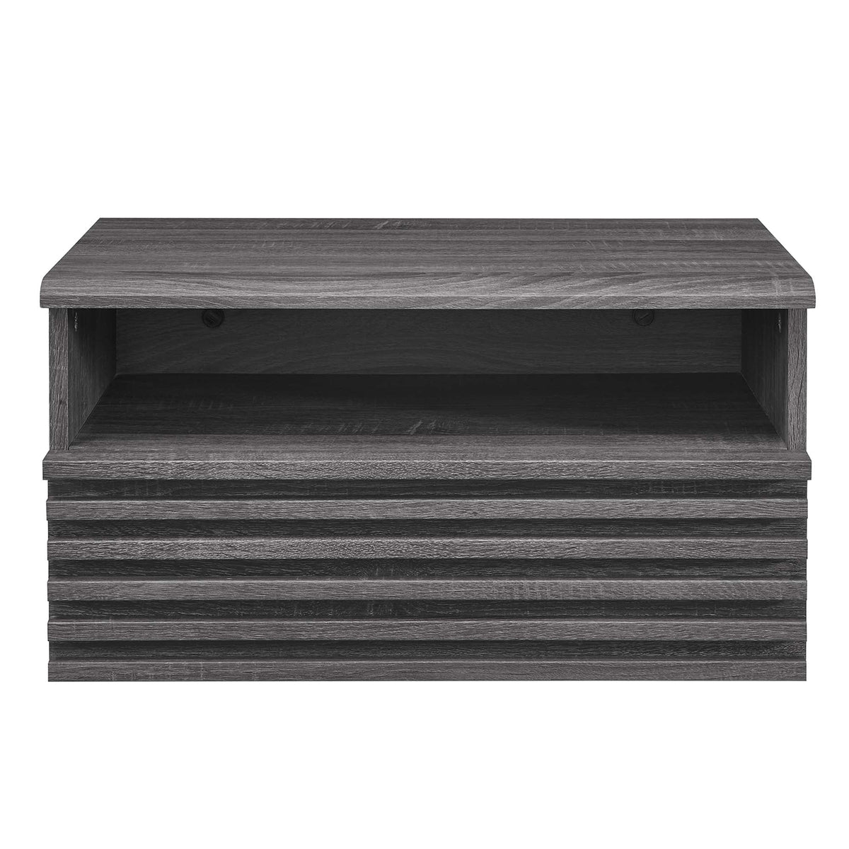 Render wall-mount nightstand gray wood grain finish with open lower shelf by HouseOfZazla on Tampa Home & Garden Store