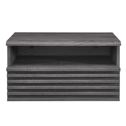 Render wall-mount nightstand gray wood grain finish with open lower shelf by HouseOfZazla on Tampa Home & Garden Store