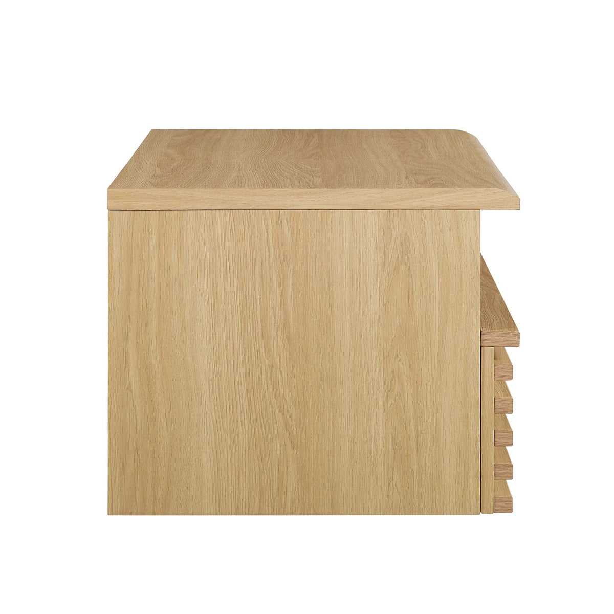 Render wall-mount nightstand in light oak wood with stepped side rails by HouseOfZazla on Tampa Home & Garden Store