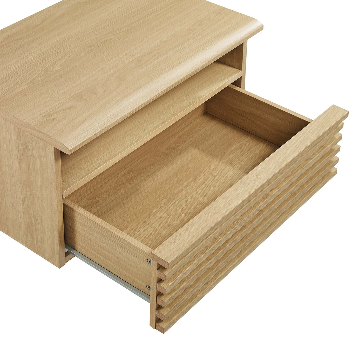 Render Wall-Mount Nightstand Modway natural oak finish with open shelf on Tampa Home & Garden Store