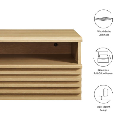 Render Wall-Mount Nightstand natural wood grain laminate with a drawer on Tampa Home & Garden Store