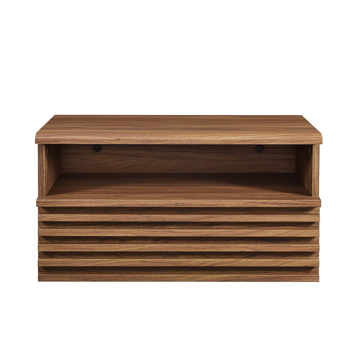 Render Wall-Mount Nightstand by HouseOfZazla in natural wood finish with open lower shelf on Tampa Home & Garden Store