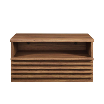 Render Wall-Mount Nightstand by HouseOfZazla in natural wood finish with open lower shelf on Tampa Home & Garden Store