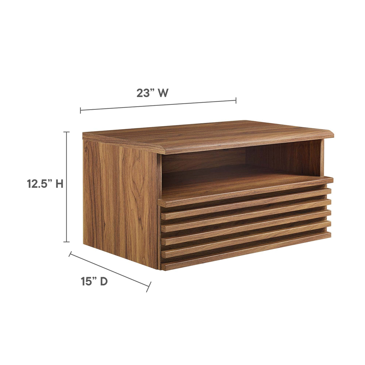 Render Wall-Mount Nightstand Modway wood finish with slatted shelf 23W x 12.5H x 15D on Tampa Home & Garden Store