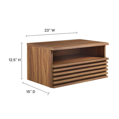 Render Wall-Mount Nightstand Modway wood finish with slatted shelf 23W x 12.5H x 15D on Tampa Home & Garden Store
